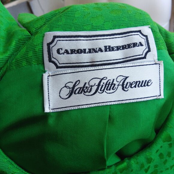 Vintage 80s Saks Fifth Carolina Herrera Avenue Green Blazer Jacket - Picture 9 of 9